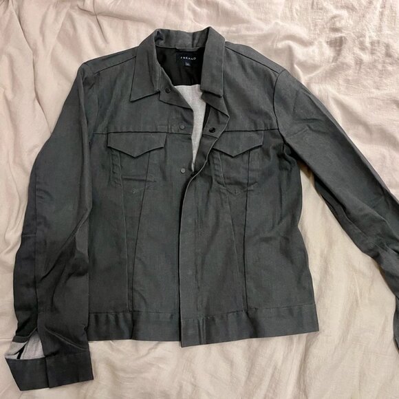 J Brand gray denim trucker jean jacket - Men sz Medium M - Made in USA - Picture 1 of 11